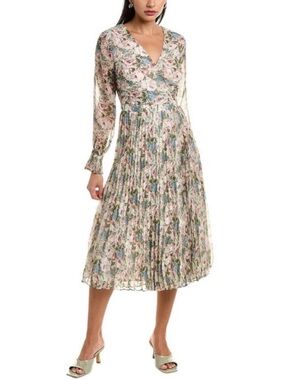 NEW En Saison Fleur Floral Chiffon Midi Dress Accordion Pleat Small
